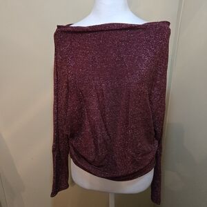 Day Trip Women's Blouse wine silver long sleeve